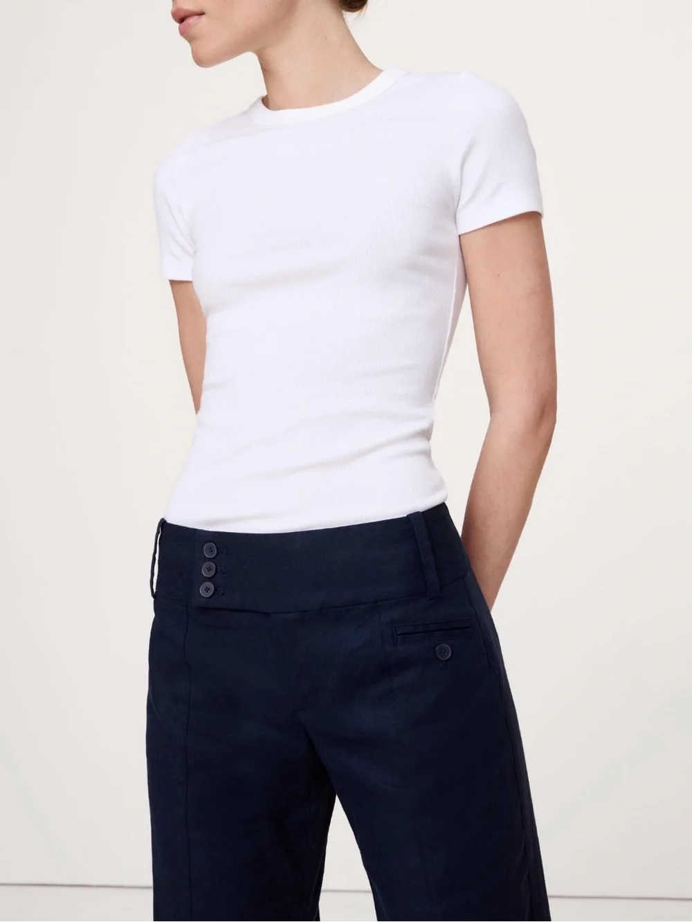 NWT Banana Republic Low Rise Wide Leg Linen Viscose Navy Blue Pant Sz 6 (#899986